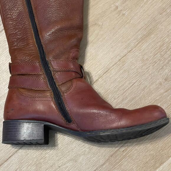 Born BOC Boots Riding Ankle Straps Zip up Brown Cognac Leather Tall 8/39 Comfy - Picture 6 of 11